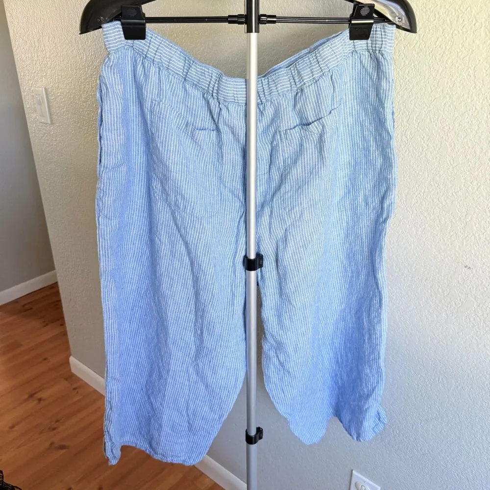 Coldwater Creek Women's Linen Striped Baggy Relaxed Fit Capris Summer Cool PXL - Image 2