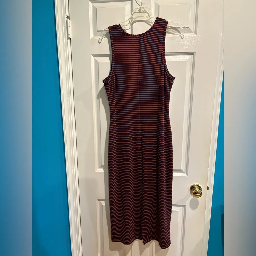 Marine Layer Lexi Rib Daytime Midi Dress striped XL blue brown - Image 3
