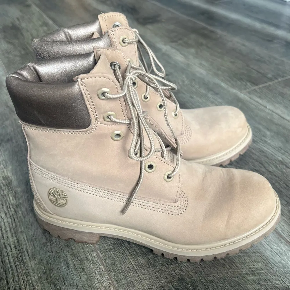 Timberland Classic 6” Premium Satin Taupe Boots Size 7.5 Anti-fatigue Lace Up - Image 16