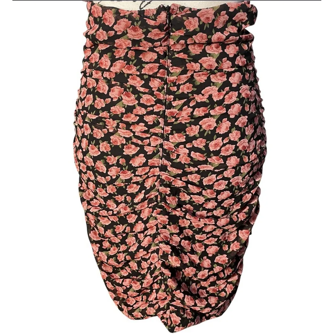 Kiss The Sky Rose Floral Print Halter Dress Ruched Bodycon Mini Size Large‎ NYE - Image 9