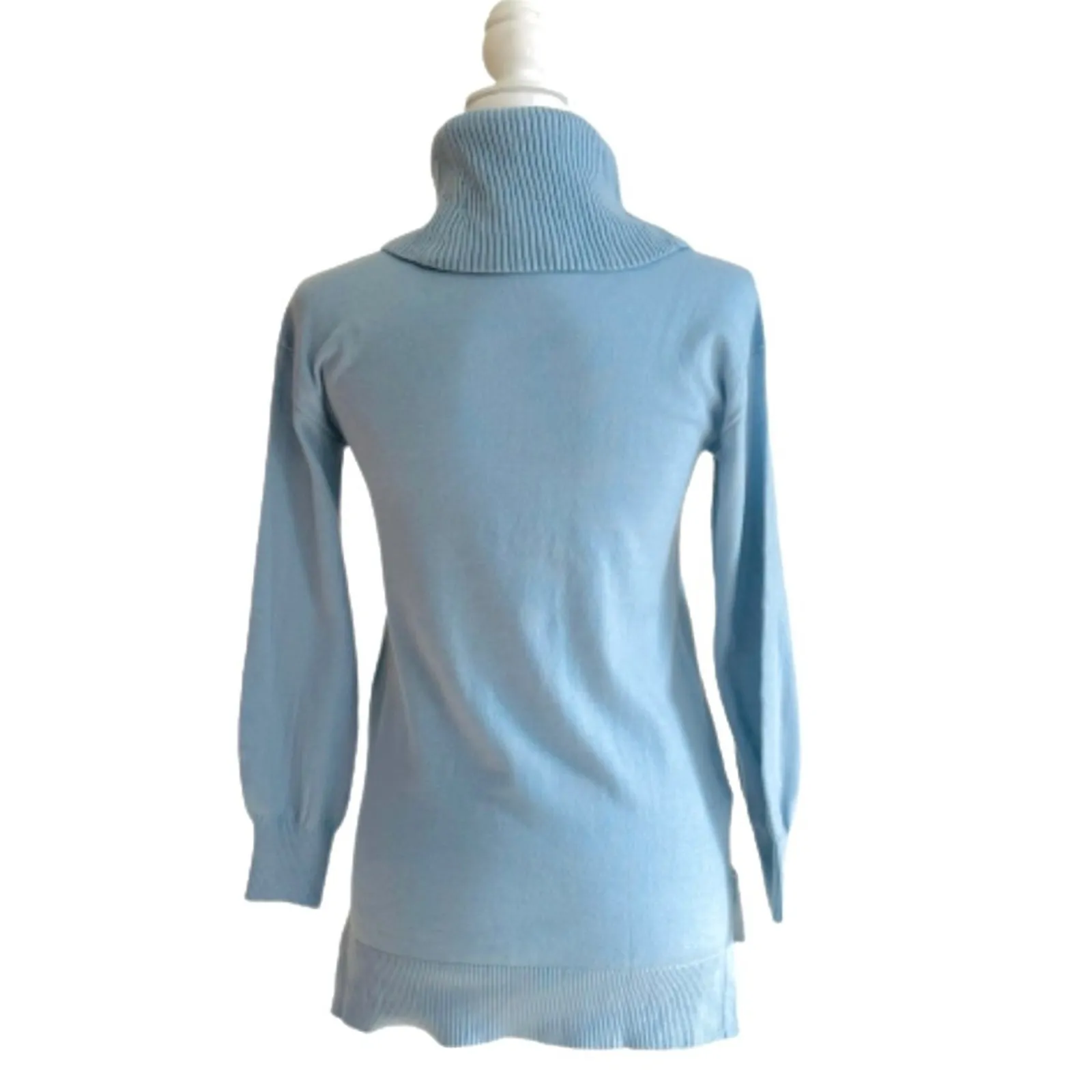 Loft Tunic Sweater Petite Dusty Blue Cowl Hi Low Hem Soft Tunic Sweater XSP NEW - Image 5