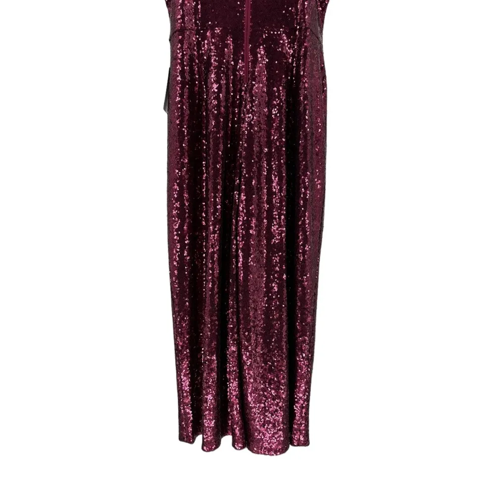 Gal Meets Glam Garnet Party Sequin Cropped Jumpsuit Ruffle Cap Sleeve size 12 - Image 9