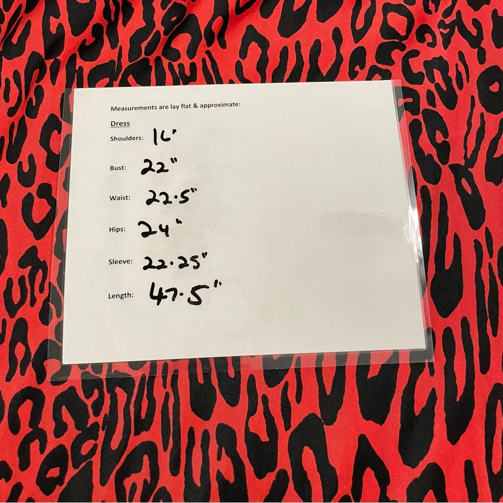 Zara Woman Red Leopard Print Midi Dress Animal Print Long Sleeve XL - Image 12