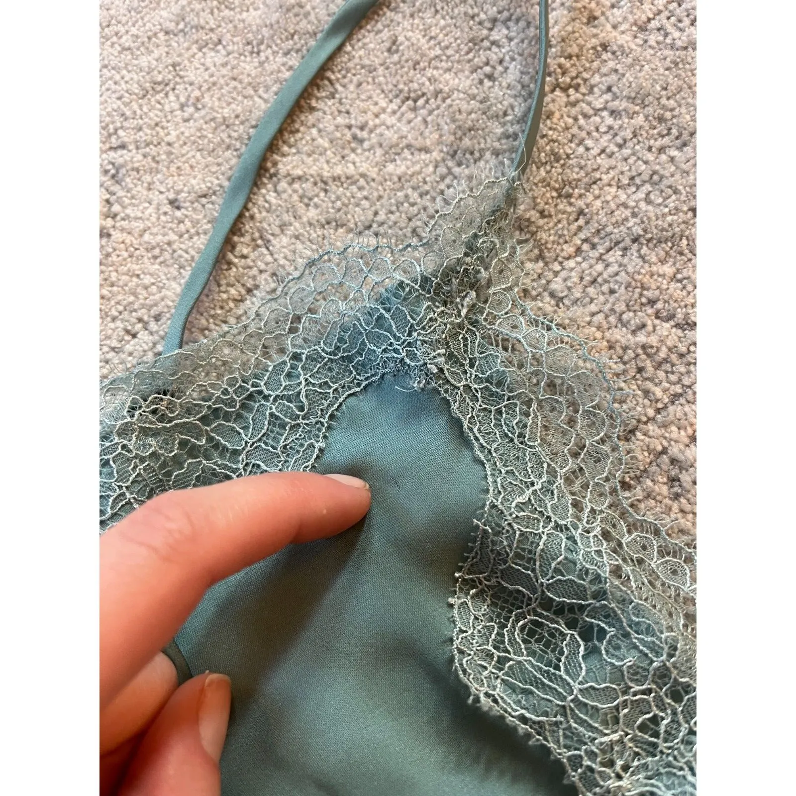 Victoria's Secret Lace Cami Slip Tank Blue Pajama Top Women XS - Image 5