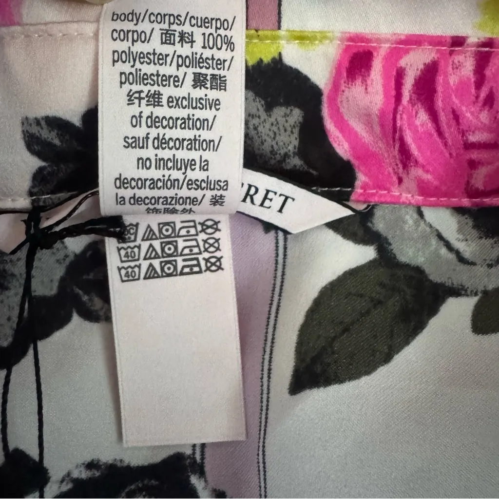 Victoria's Secret Satin PJs Pajamas Pink Floral Stripe Print VS Size Medium - Image 9