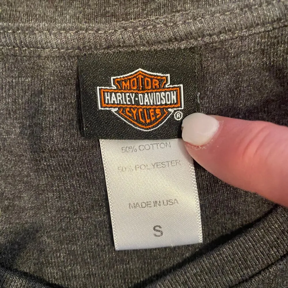 Harley Davidson Glacier Kalispell Montana Long Sleeve Logo T-Shirt Size Small - Image 7