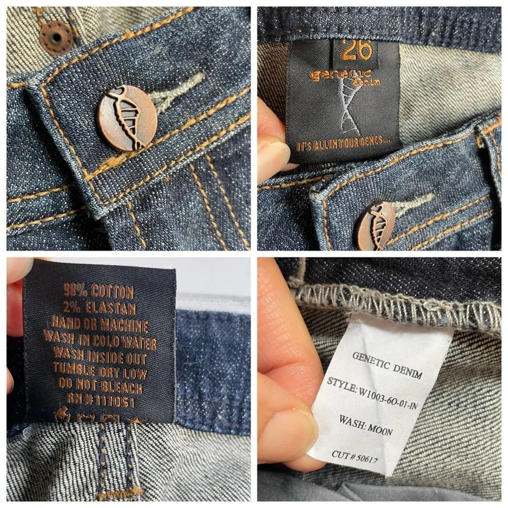 Genetic Denim Distressed Cropped Jeans Dark Blue Moon Size 26 Skinny Low Rise - Image 4