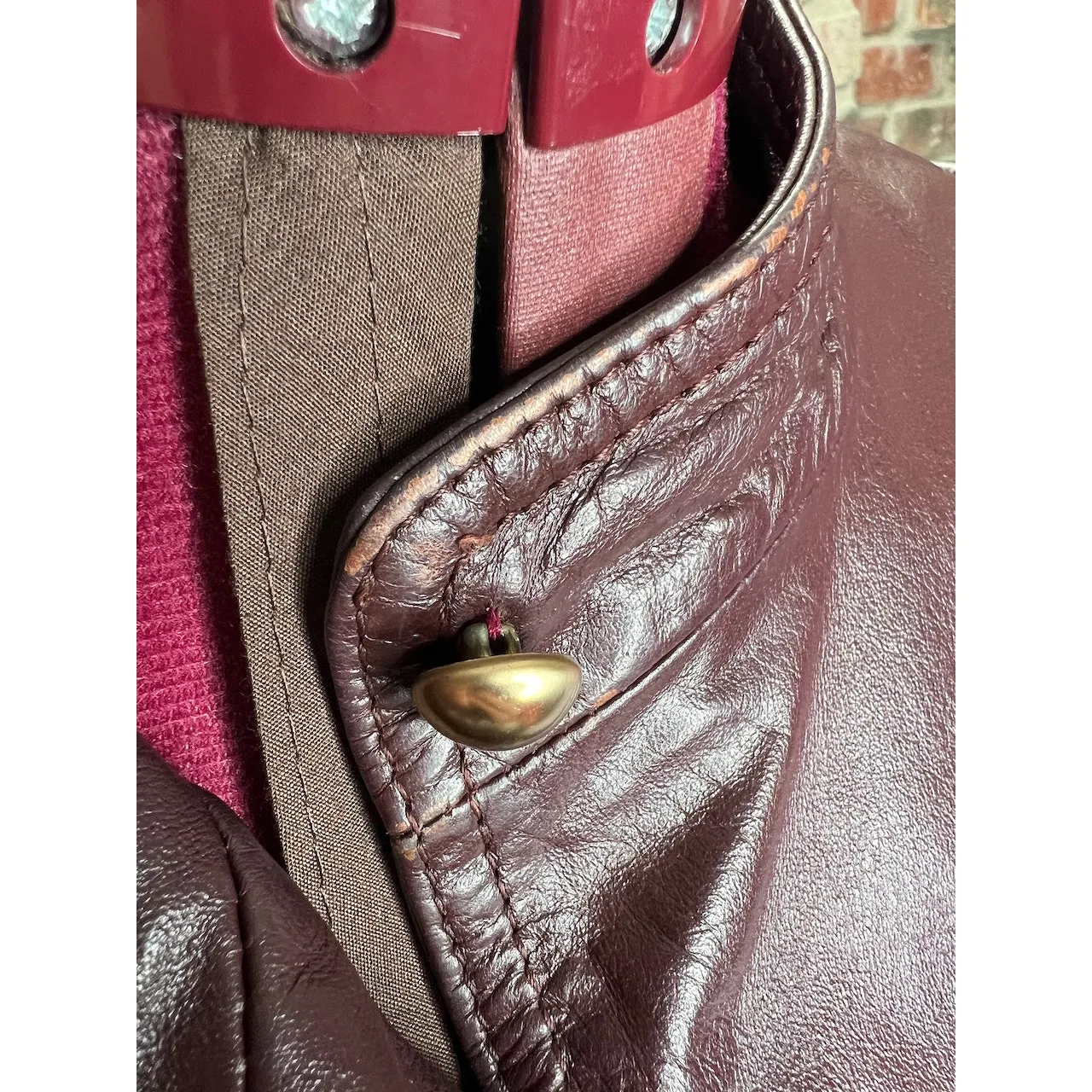 leather Jacket OXBLOOD red burgundy wine cropped puff sleeves - Image 10