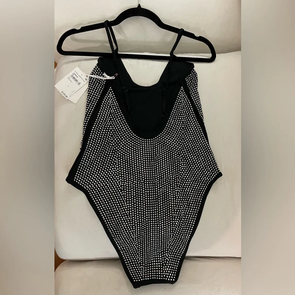 Good American NWT One Piece Swimsuit Black Rhinestone Bodysuit Size 2 - Image 6