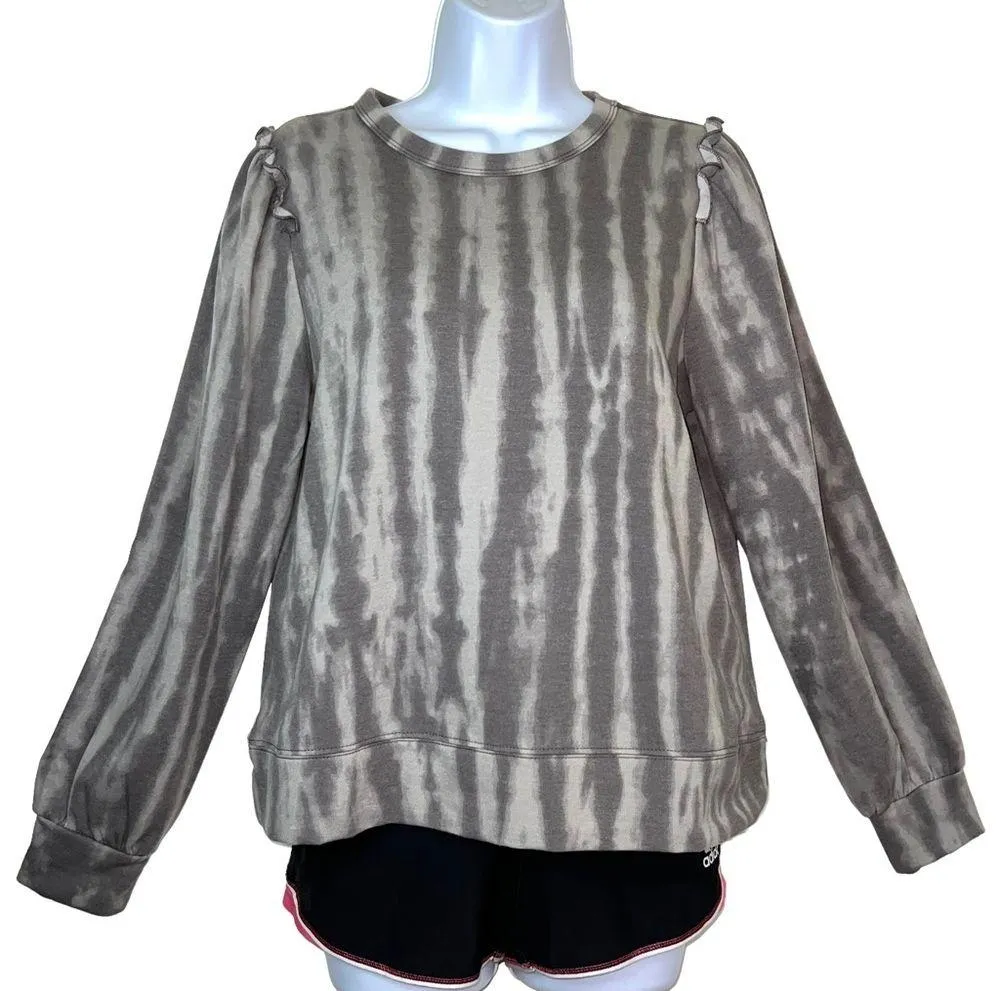 Como Blu Sweatshirt Fleece Gray Tie Dye Ruffle Detail Shoulder - Image 11