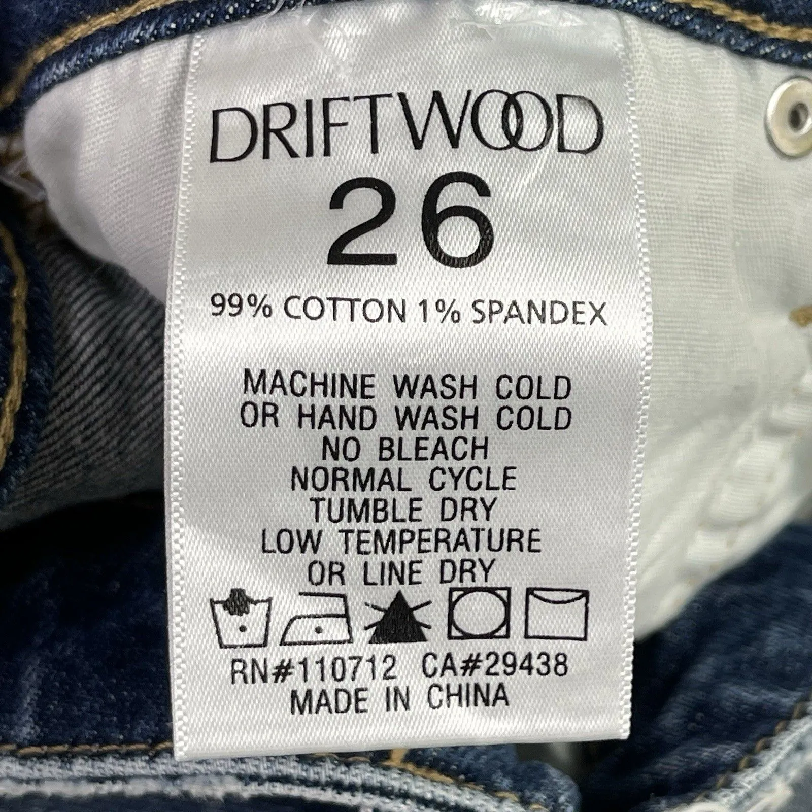 Driftwood Gizelle Jeans Women's 26 Blue Skinny Mid-Rise Dark Denim Distressed - Image 7