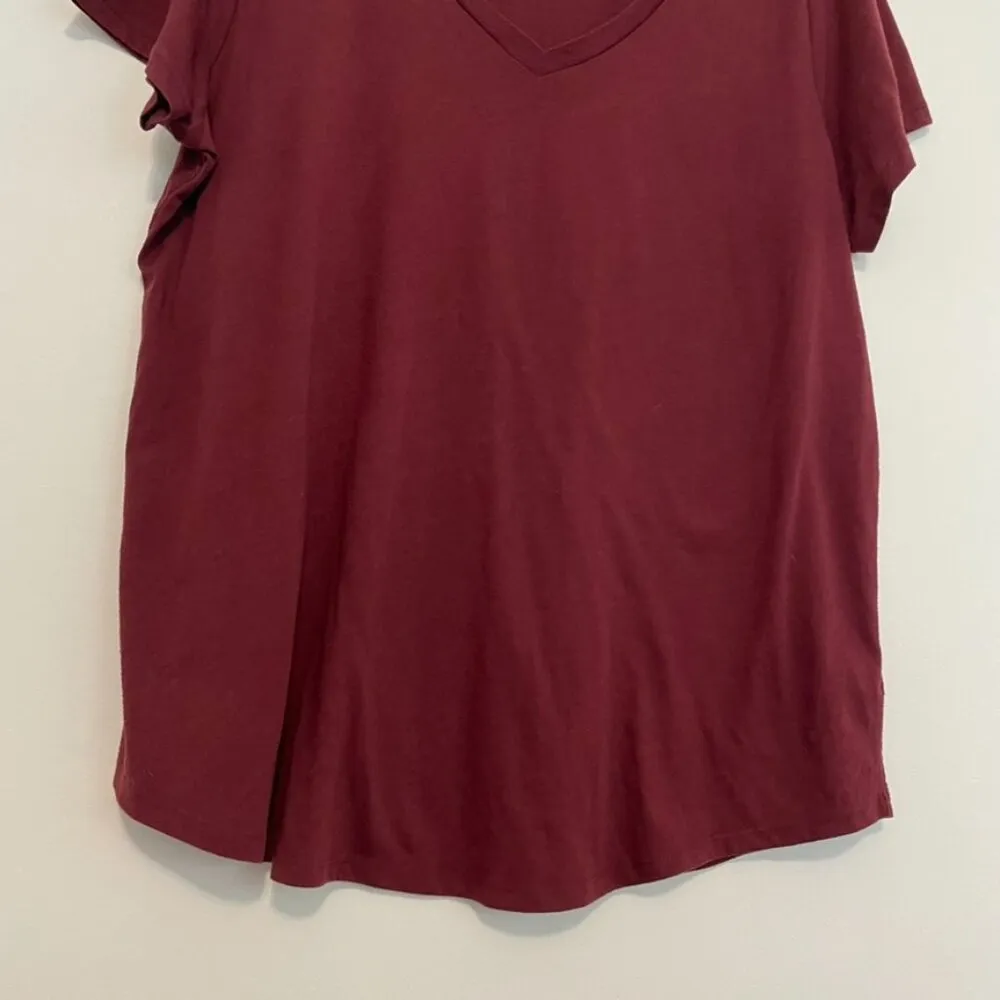 TORRID 2 Plus Size Girlfriend Signature Jersey V-Neck Tee Burgundy Maroon TShirt - Image 5