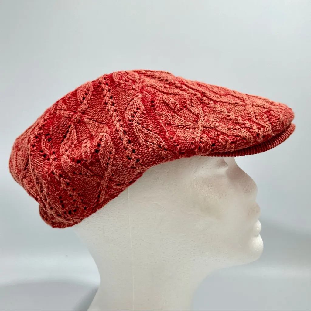 Adora Red Knit Sweater Flat Hat Cap - Image 3