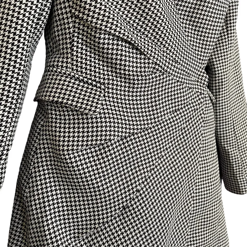 Houndstooth Asymmetrical Pleated Blazer-Style Wrap Mini Dress - Image 8
