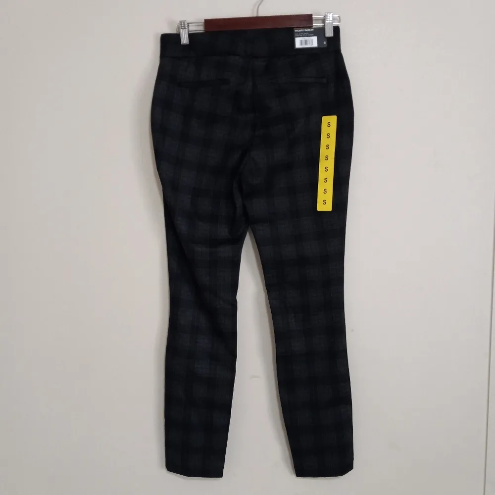 Hilary Radley S Sits at the Waist Slim Leg Plaid Pants Workwear in Black Gray - Image 4