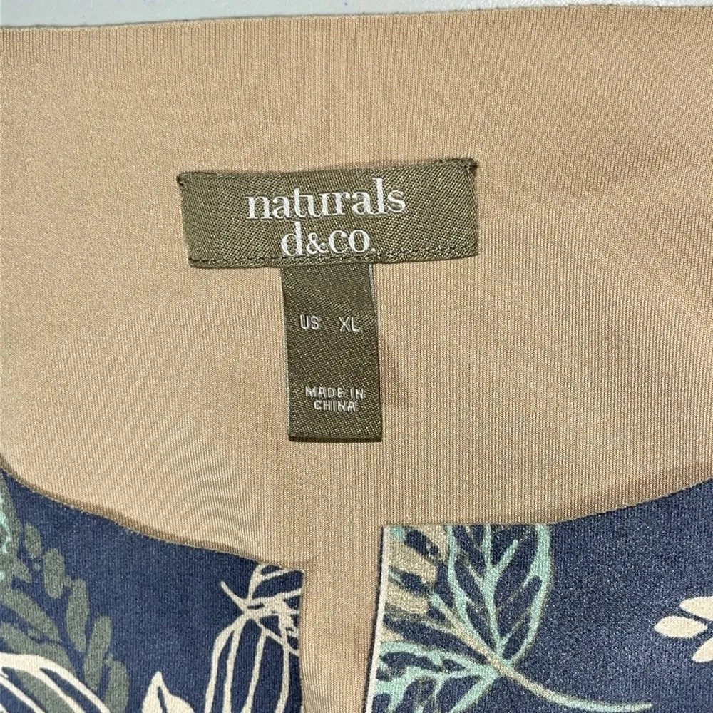 Naturals by Denim & Co. Size XL Blue - Floral Print Open Front Faux Suede Jacket - Image 4