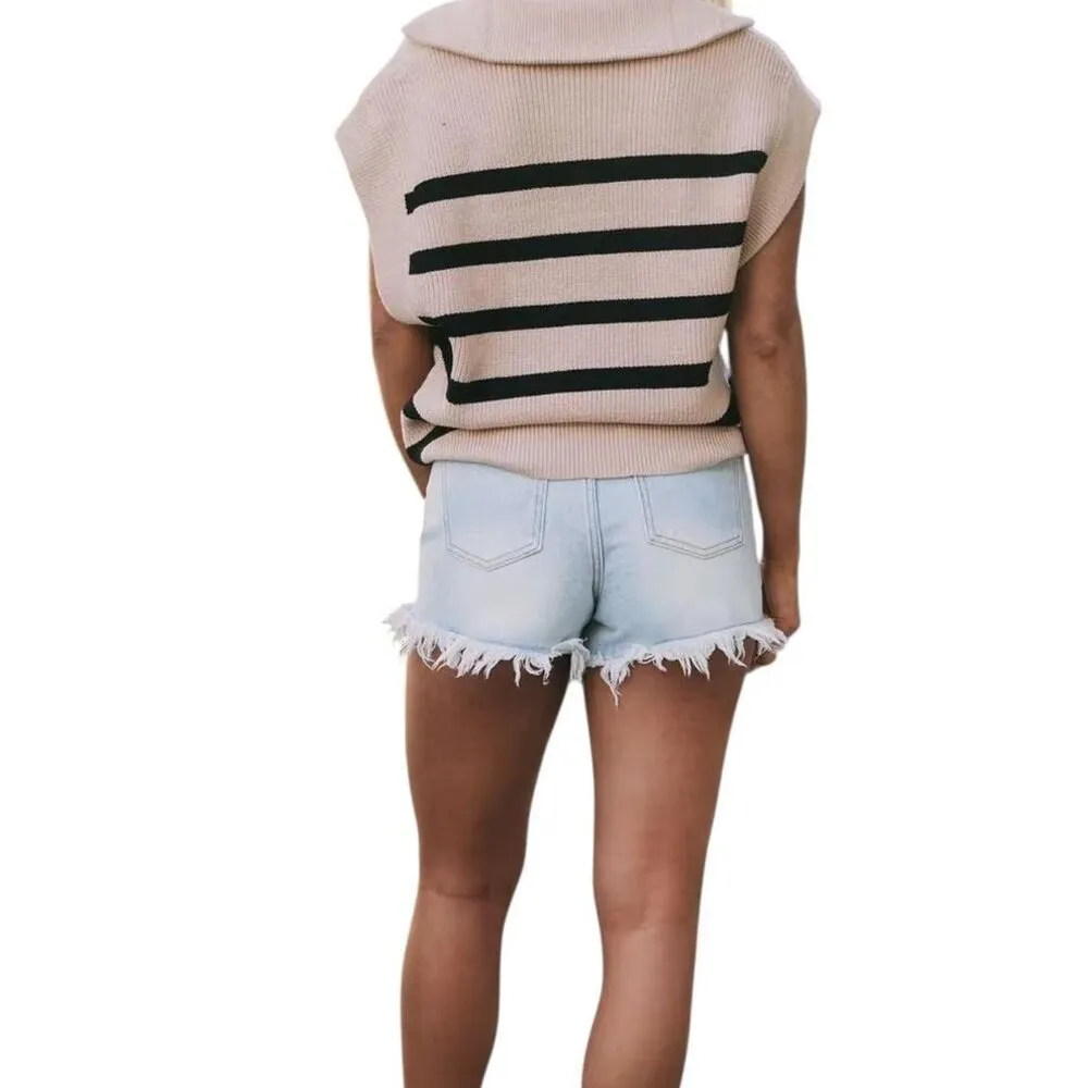 Tan and black striped sweater vest - Image 3
