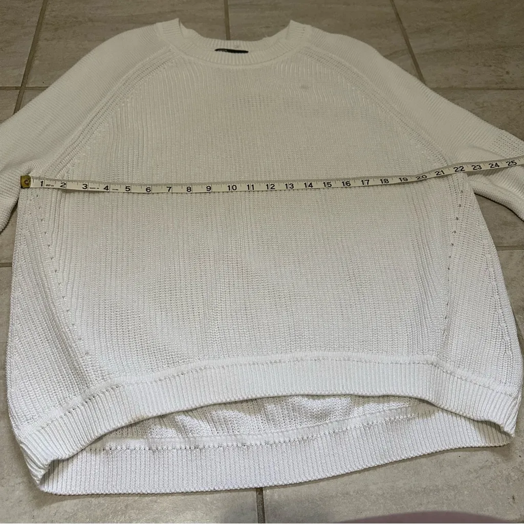Vince White Knit Raglan Sleeve Fisherman Sweater Sz XL Drop Shoulder Minimalist - Image 9