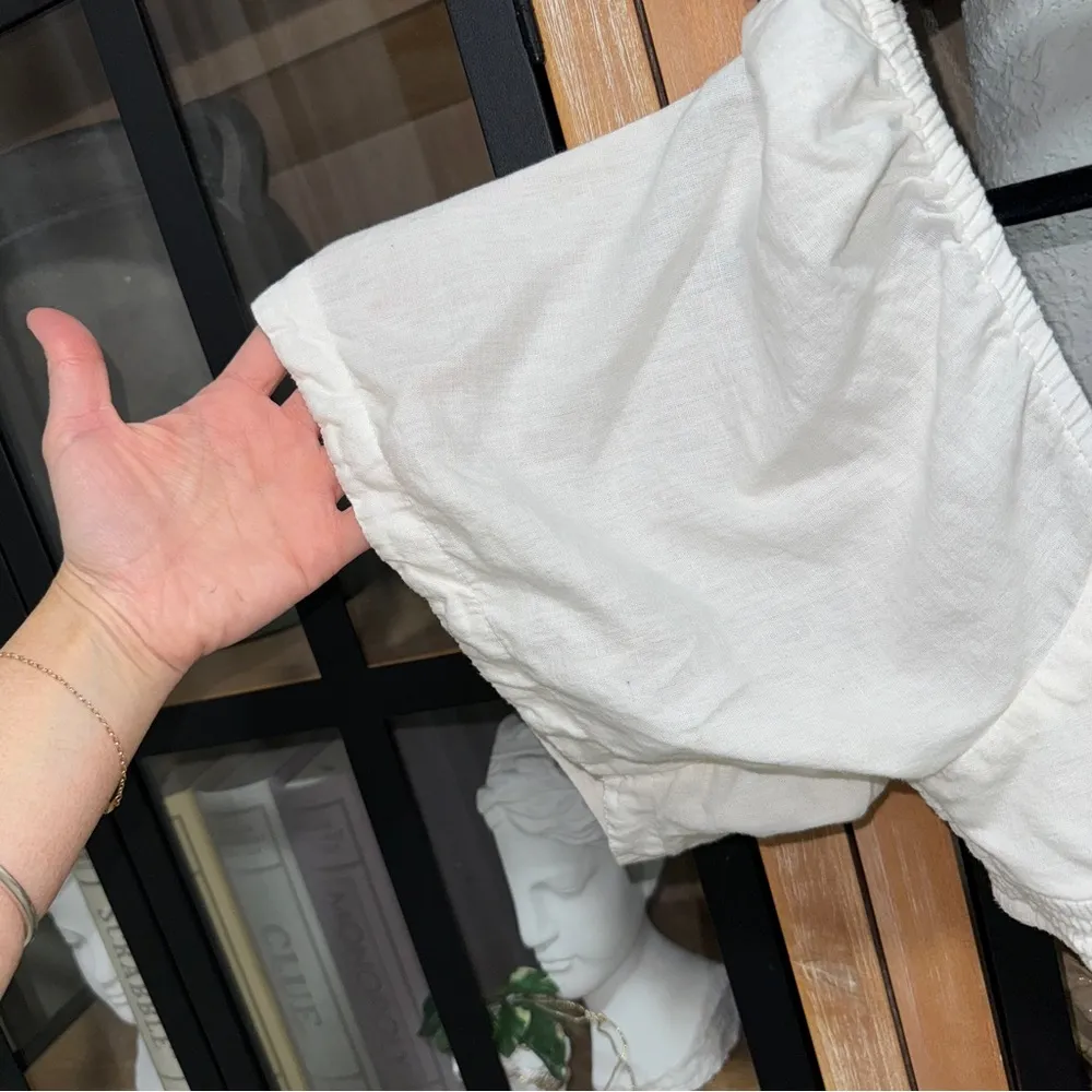 Free People Linen mini dress Cross Of Sunlight cut outs open back Summer bride - Image 10