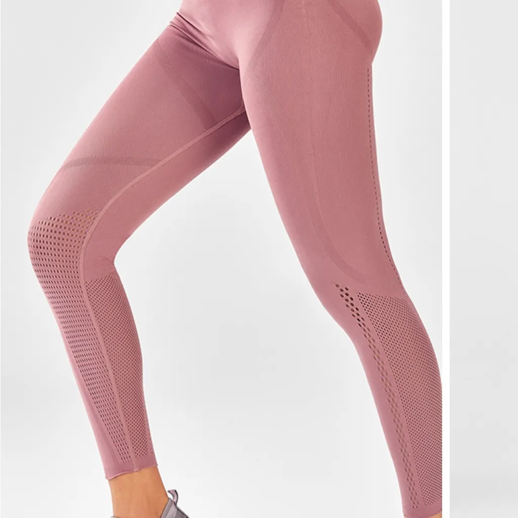 FABLETICS High Waisted SculptKnit Openwork 7/8 Leggings | Pink | Size- S… - Image 8