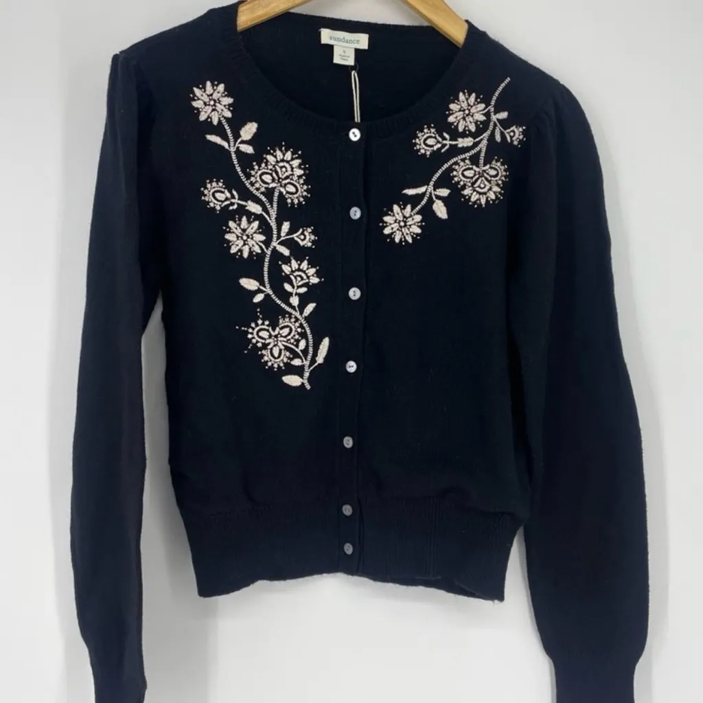 NEW Sundance Andrina Beaded Embellished Holiday Cardigan Sweater Petite XS - Image 4