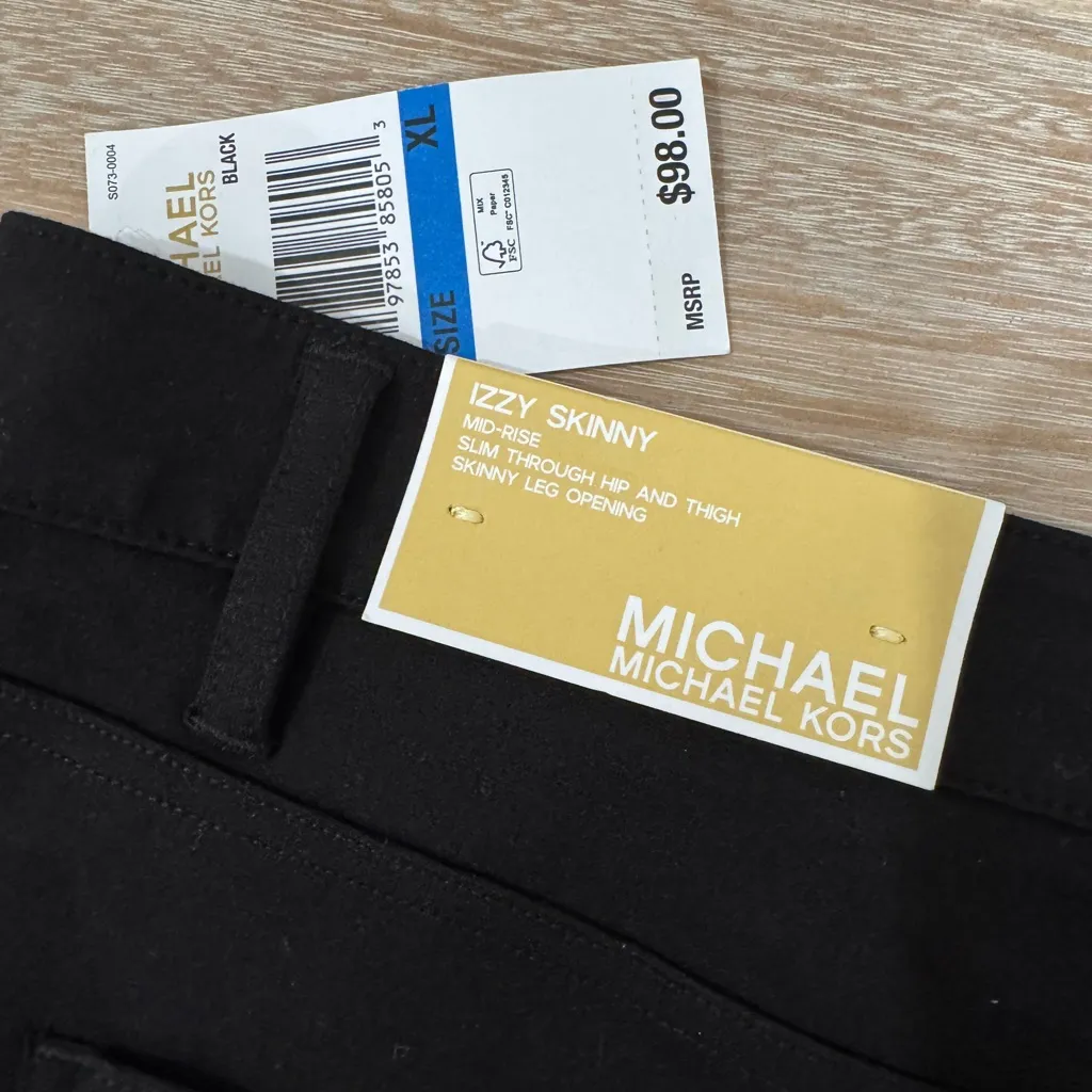 New Michael Kors XL Izzy Skinny MidRise Slim Through Hip & Thigh Black Pants NWT - Image 11