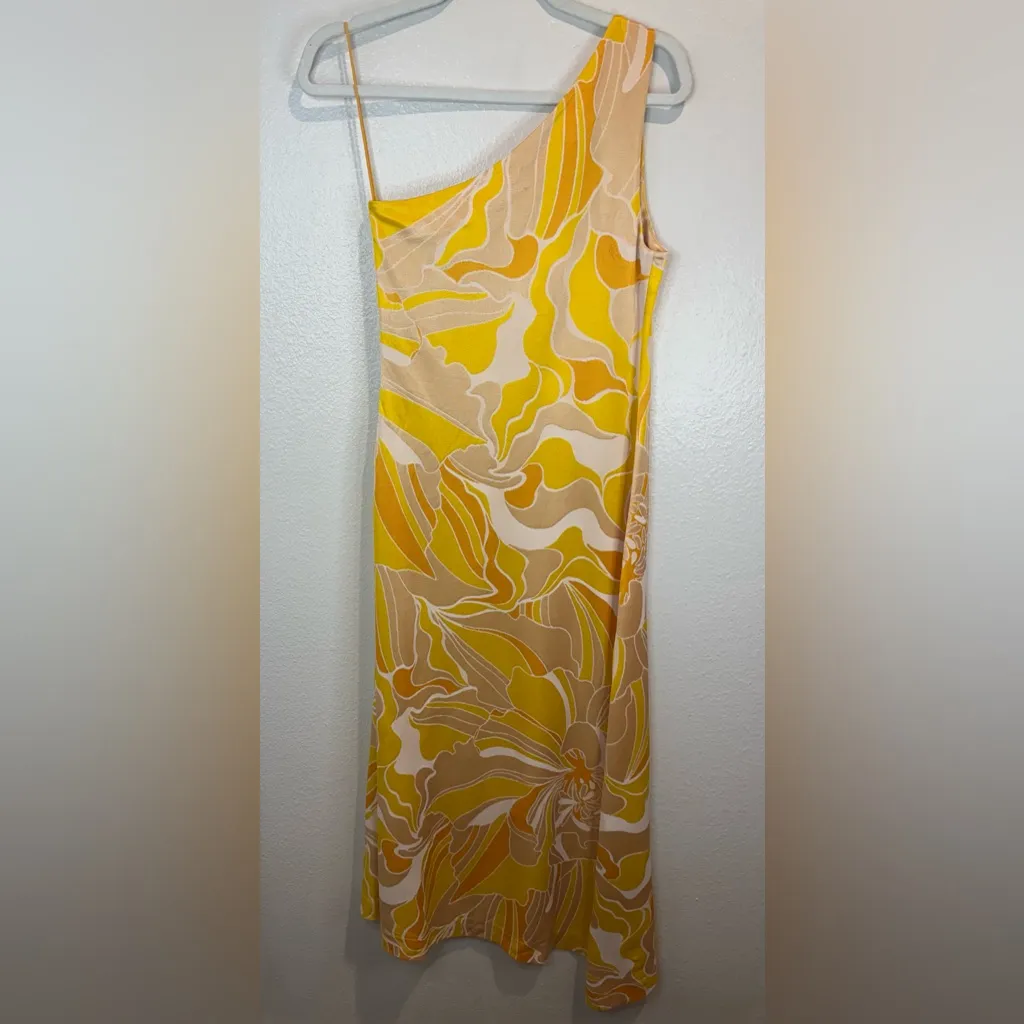 $650 Alexis Brave One-Shoulder Asymmetric Maxi‎ Yellow Jacquard Dress Size XS-S - Image 13
