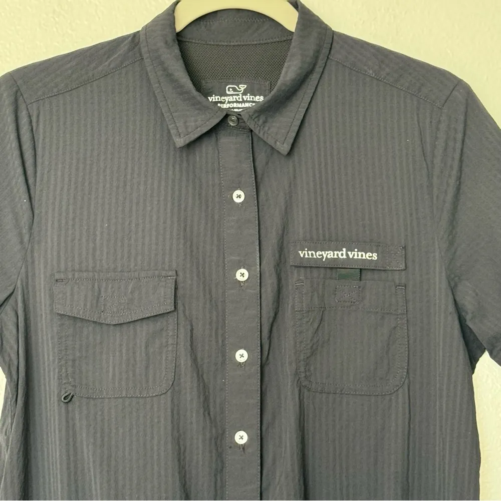 Vineyard Vines Harbor Belted Quick Dry Black Romper UPF 30 Size 8 - Image 3