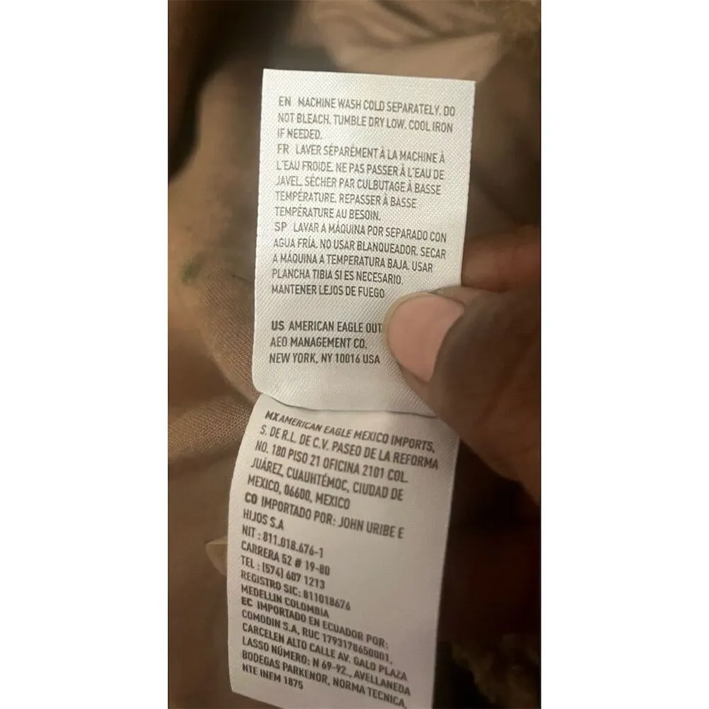 American‎ Eagle Teddy Bear Oversized Sherpa Fleece Jacket M Taupe Brown Size M - Image 7