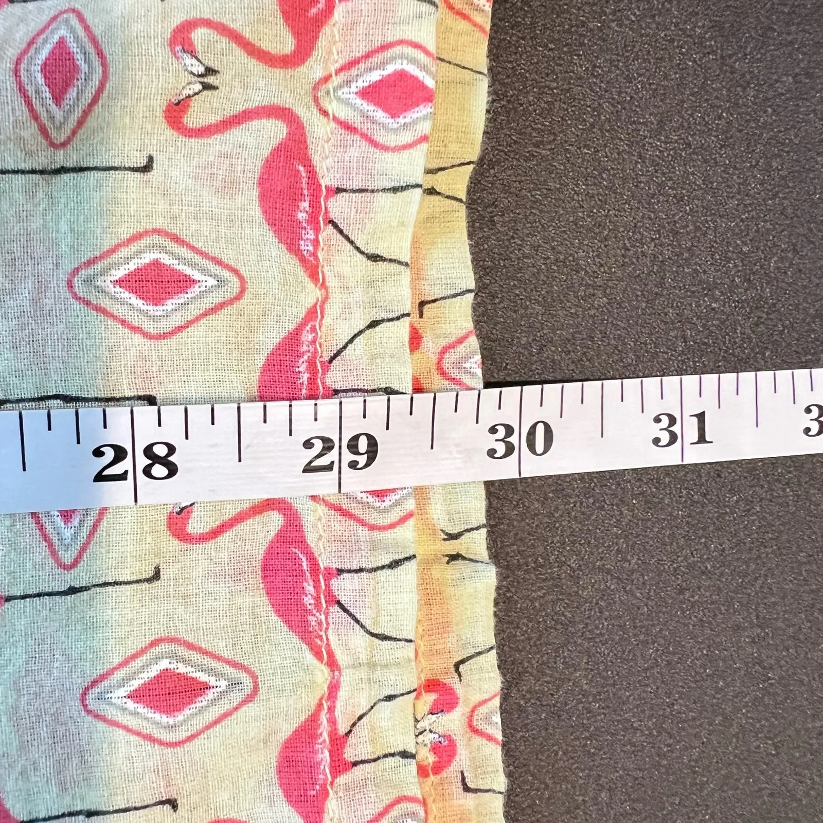 Fresh Produce XS/S Yellow Pink Flamingo Long Sleeve Tunic Top 100% Cotton Beachy - Image 6