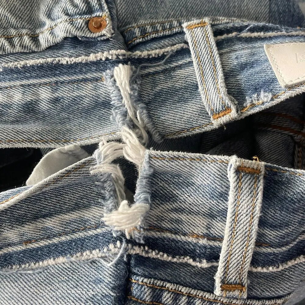 RE/DONE by Levi's SZ 29 70's Patch Jeans Distressed High-Rise Button-Fly Frayed - Image 11