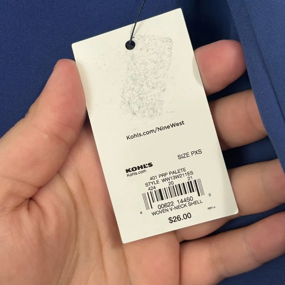 Nine West Blue‎ Career Business casual Shell Top NWT Petite XS - Image 3