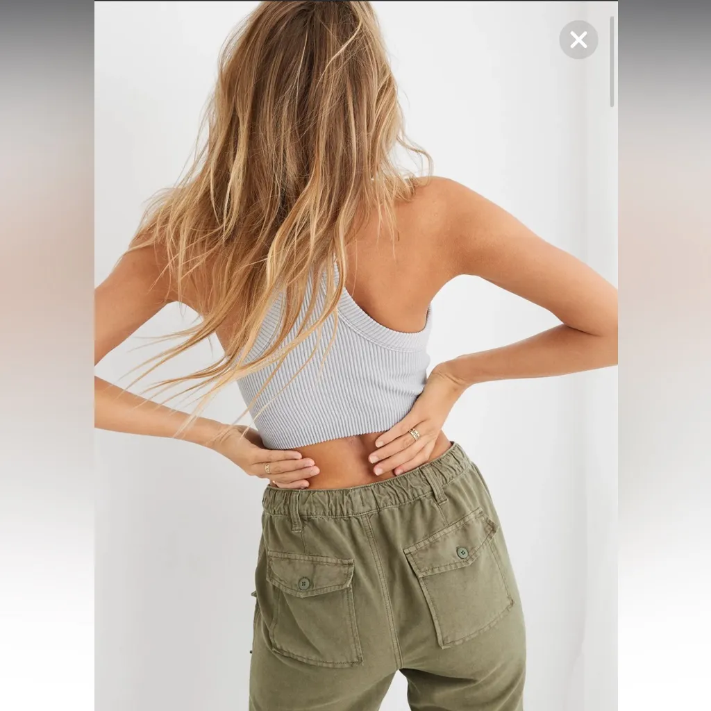 Aerie Gray Ribbed Superchill Seamless High Neck Bra Crop Top - size XL - Image 7