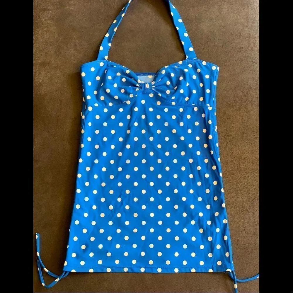 dELIA*S Blue Polka Dot Ruched Halter Tankini Blue Size undefined - Image 2