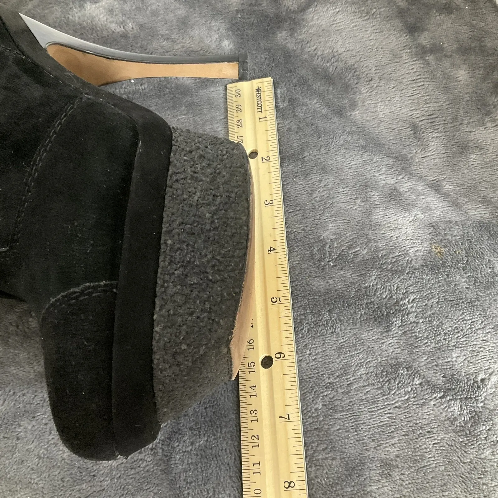 L.A.M.B Platform Suede Leather & Real Fur Booties Size 7.5‎ Gwen Stefani Booties - Image 11