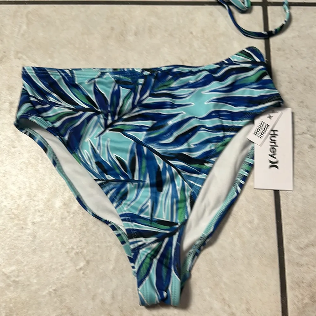 NWT Hurley Blue‎ Tropical Leaf Bikini Set - Image 6
