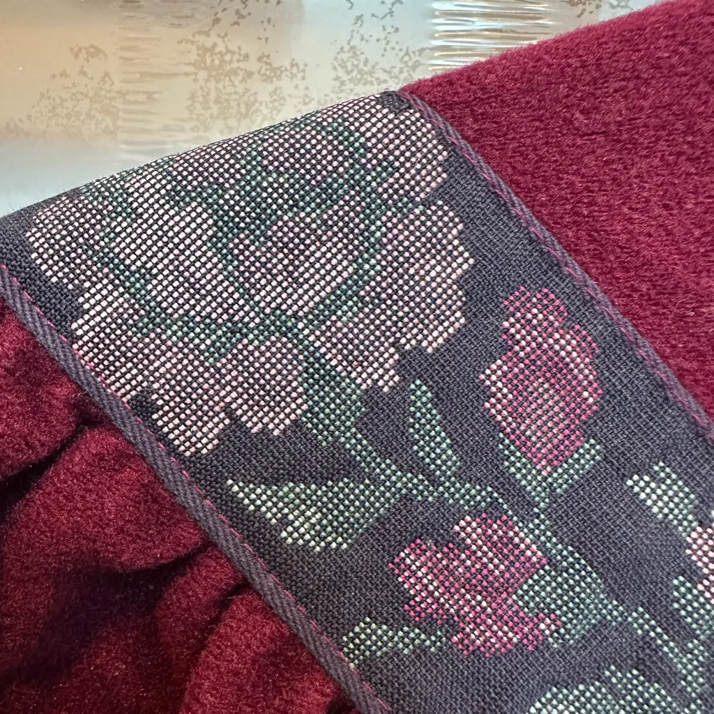 Vintage Vanity Fair Wine Red Floral Half Zip Nightgown Housecoat Robe Size S 70s - Image 7