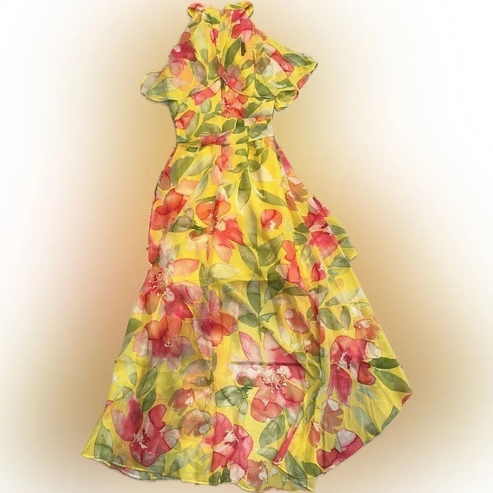 NWOT Eliza J Floral Halter Neck Popover High/Low Sleeveless Dress Size 2 - Image 5