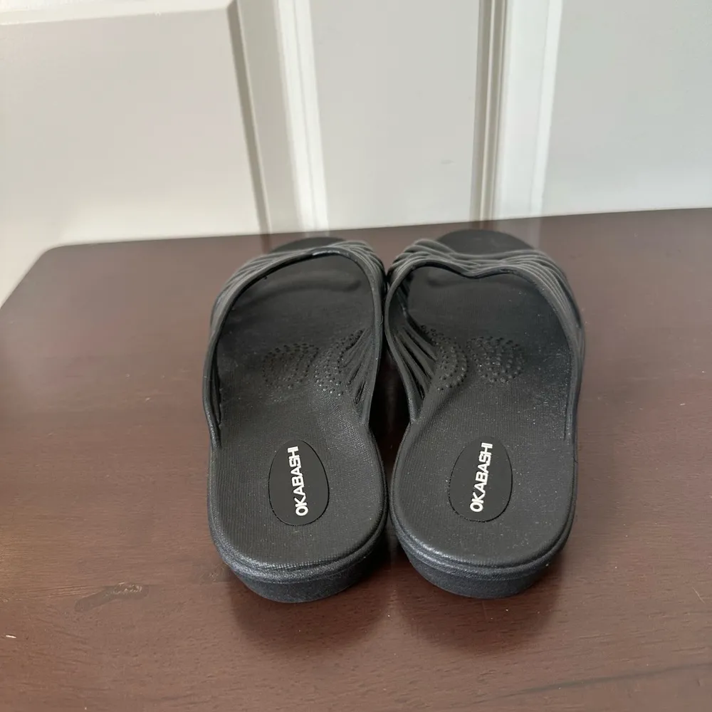 Okabashi Women’s Venice Slides Sandals Criss Cross Straps Black Size M 6.5 - Image 5