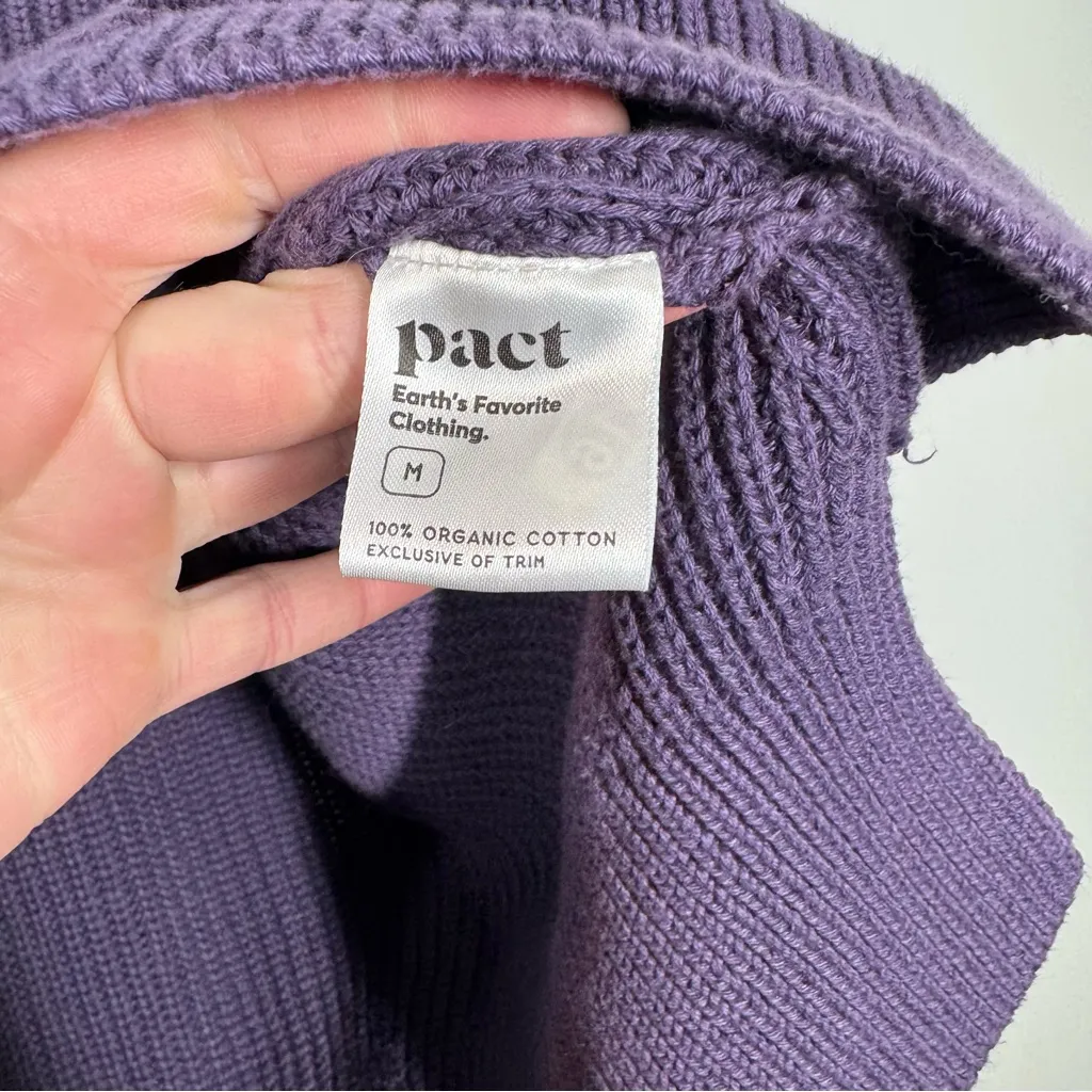 Pact Double V-Neck Tunic Sweater Purple Knit Casual Organic Cotton size medium - Image 4