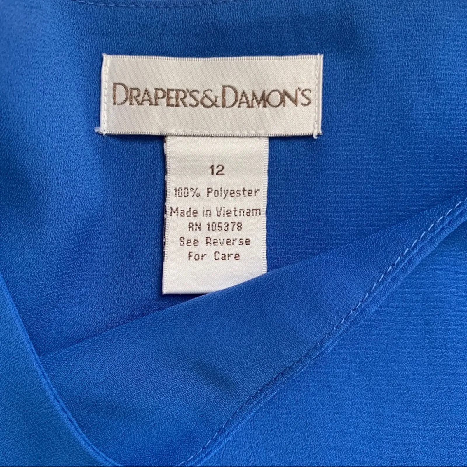 Drapers & Damon Dress Cobalt Blue Georgette Flutter Tiered Two Piece Size 12 - Image 3