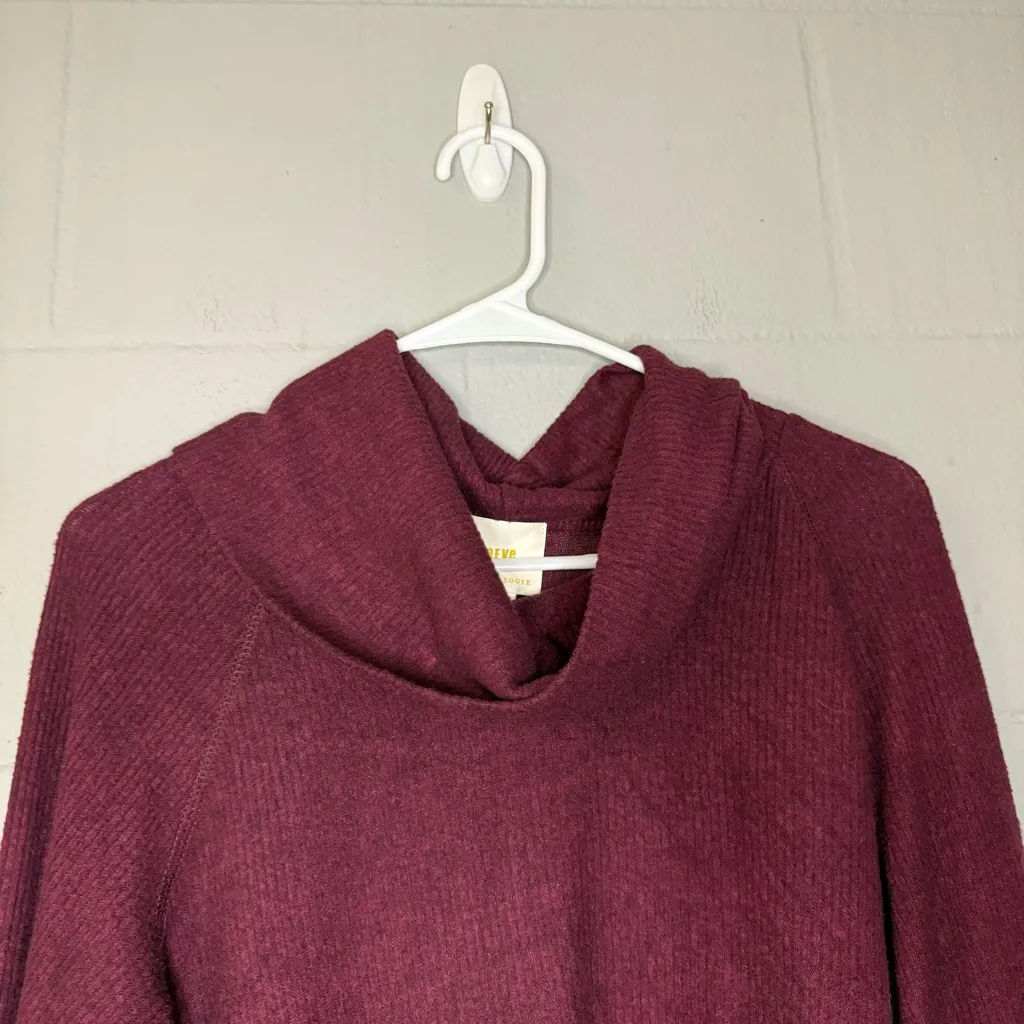 Maeve by Anthropologie Ribbed Cowl Neck Pullover Sweater in Wine Women’s Small - Image 5