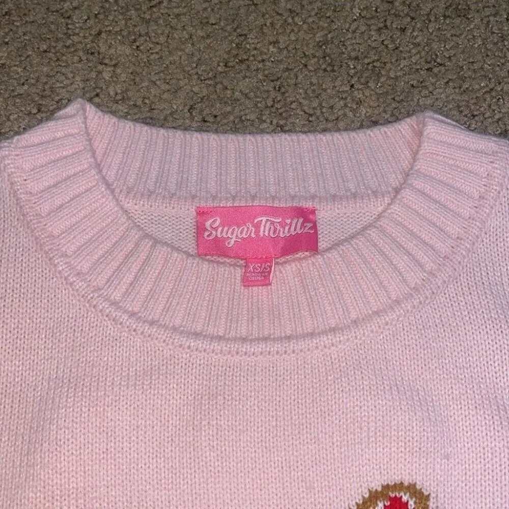 Dolls Kill Sugar Thrillz Family Fables Gingerbread m Oversized Sweater Pink XS/S - Image 9