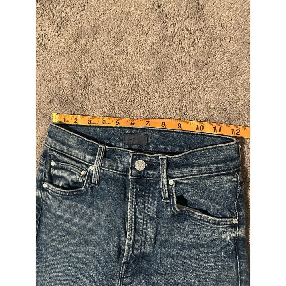 MOTHER Jeans 24 The Tomcat in Completely Over Distressed Straight High Rise Blue - Image 13