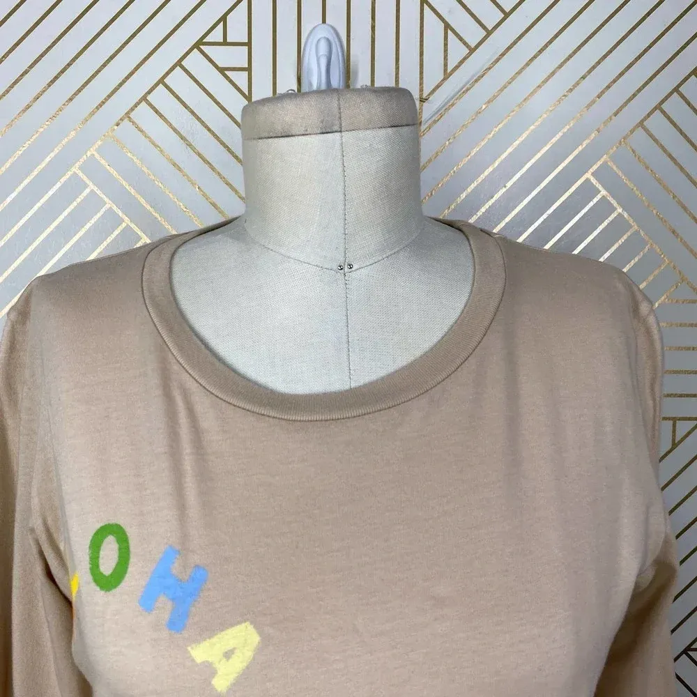 WARM Fun Aloha is Aloha Long Sleeve Graphic‎ Tee Pink - Image 2