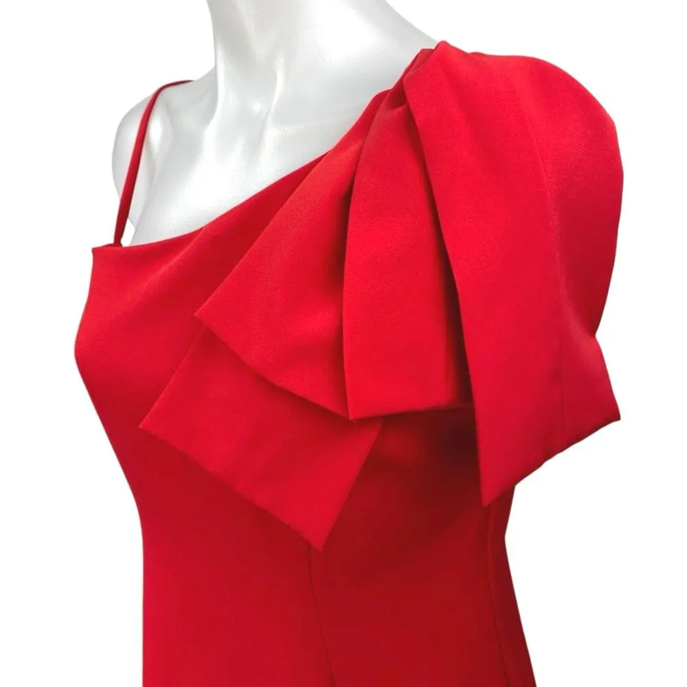 Julia Jordan Red One Shoulder Sleeveless Bow Slit Mini Sheath Dress Size 4 - Image 4