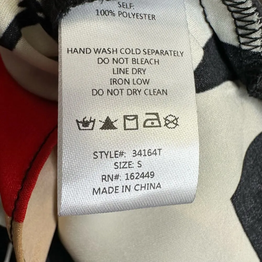 Milk and Honey Womens size Small Abstract Print Red Black Blouse 34164T NEW - Image 11