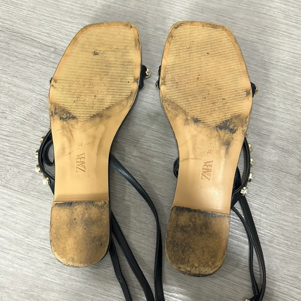 ZARA  • pearl square toe sandals - Image 7