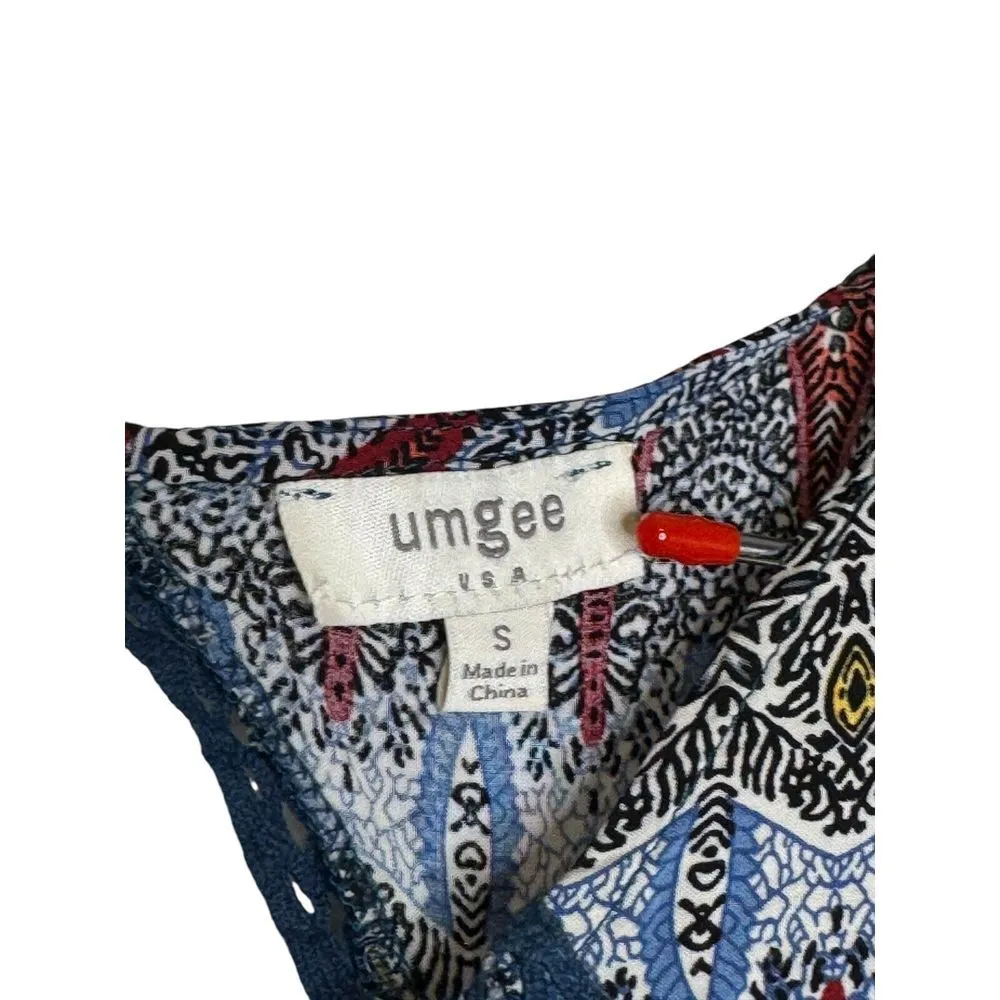 Umgee Women's Dress Crochet Lace Ruffle Bottom Round Neck Swing Sleeveless Small - Image 5