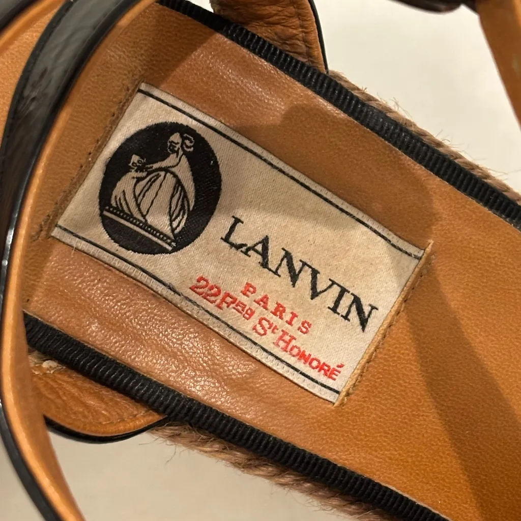 Lanvin Black and Tan Wedge Sandals Size 6 - Image 2